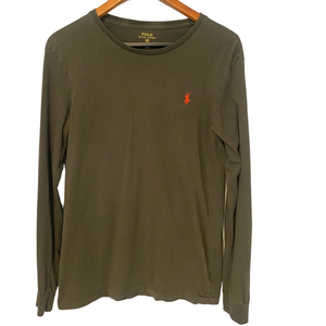 Polo Ralph Lauren Long Sleeve T-Shirt Custom Fit Red Pony Logo medium gray